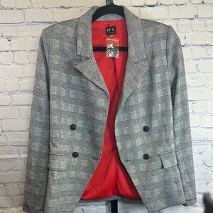 No 11  Gray Checkered Blazer with Red Lining